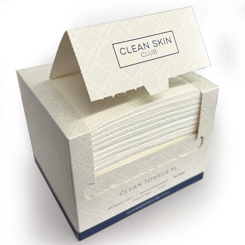 NEW! Clean Skin Club 100% Bamboo Clean Towels XL Sensitive Skin 50 Ct